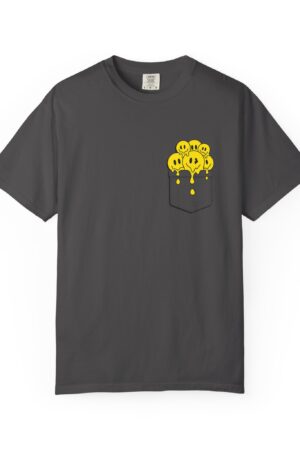 Funny Melt Smiley Face Pocket T-Shirt