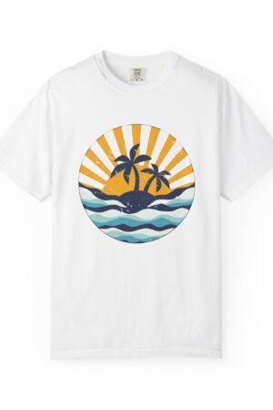 Tropical Sunset T-Shirt - Unisex Garment-Dyed Tee with Palm Trees Design